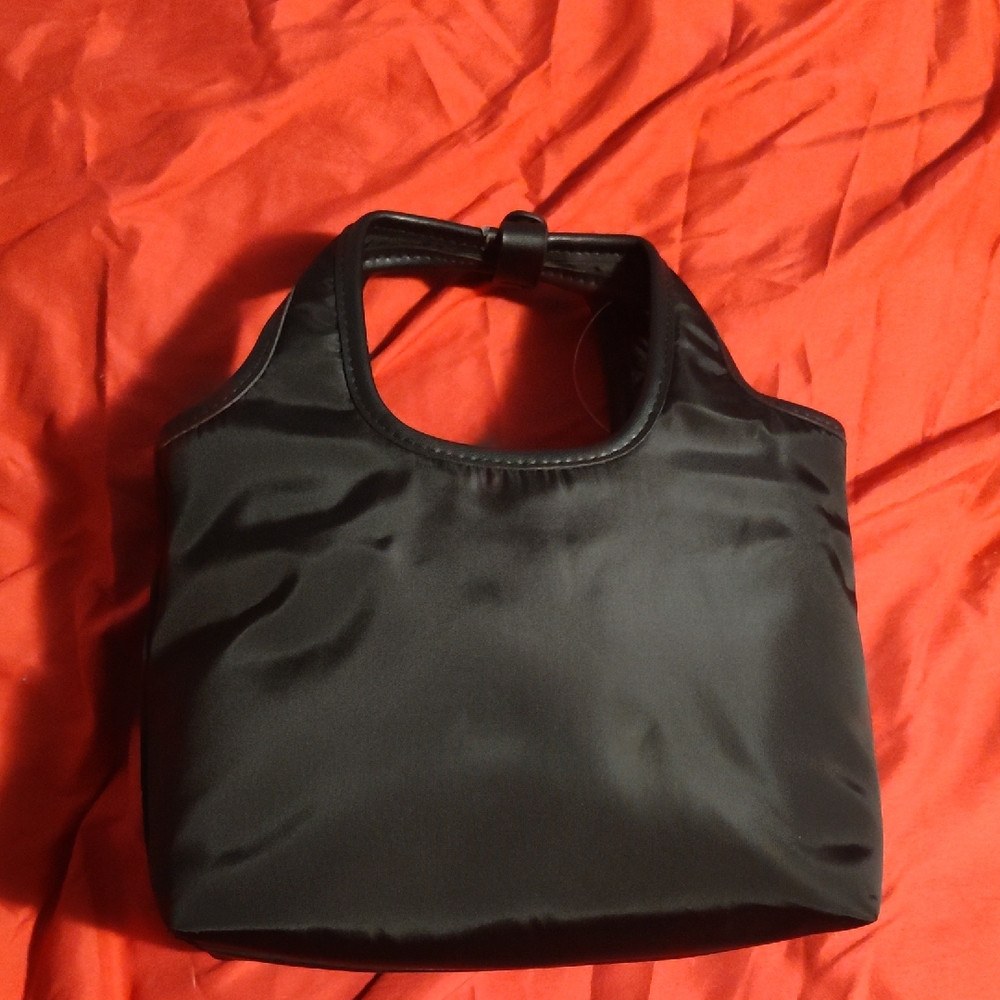 Elegant Black Windbreaker Material Handbag